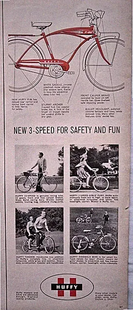 1961 Huffy 10 Speed Racing Fury tandem sidewalk bike vintage Bicycles Ad