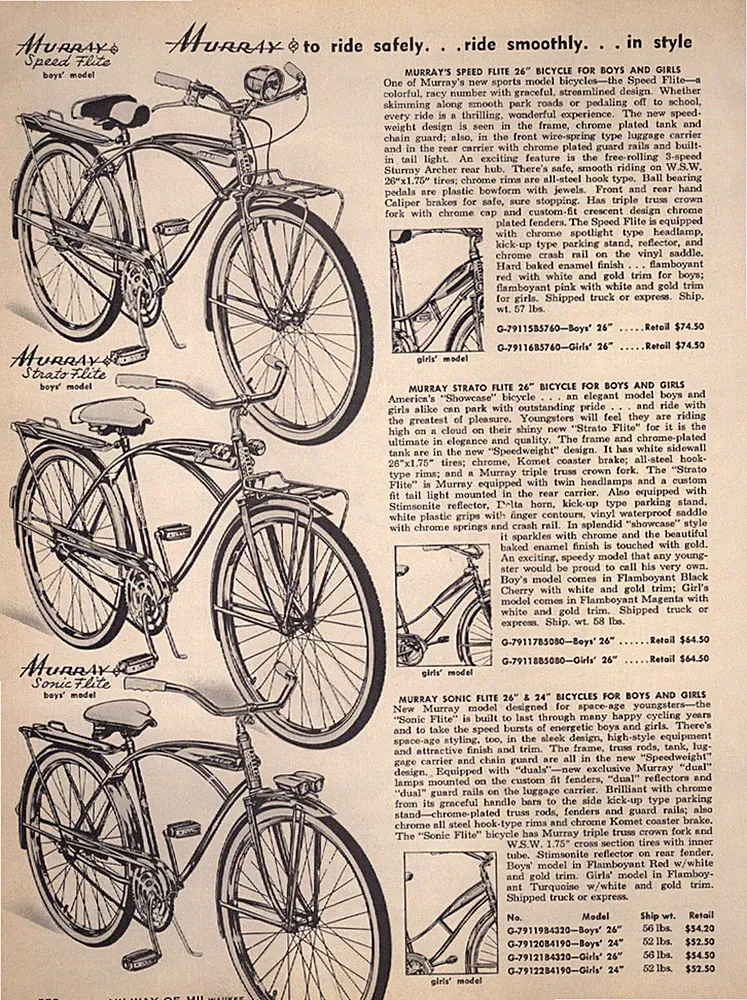 1961 PAPER AD 3PG Murray Speed Flite Bicycle Huffy Sportsman Tricycle Fire Chief