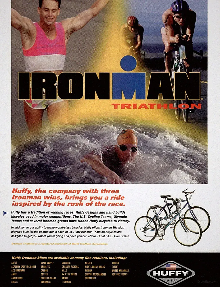 1997 Vintage Huffy Bicycles Ironman triathlon print ad