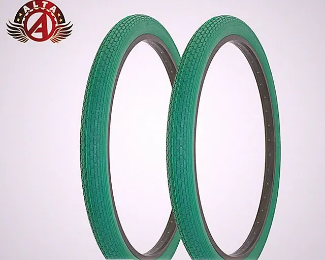 2 ALTA BICYCLE DURABLE S-2 WIRE BEAD TIRE 26 x 2.125 GREEN CLASSIC MINI BRICK.