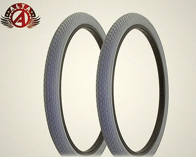2 ALTA BICYCLE DURABLE S-2 WIRE BEAD TIRES 26 x 2.125 GRAY CLASSIC MINI BRICK.