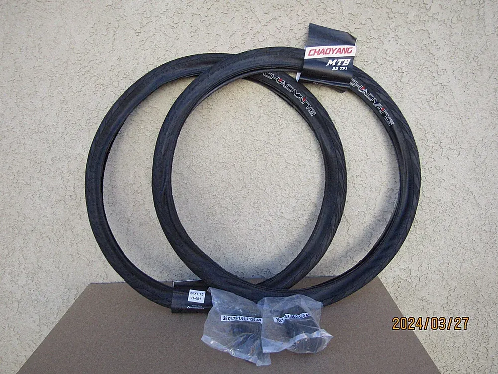 [2] NEW 26'' x 1.75'' BLACK BICYCLE TIRES & TUBES FOR MTB, HUFFY, GT, ETC
