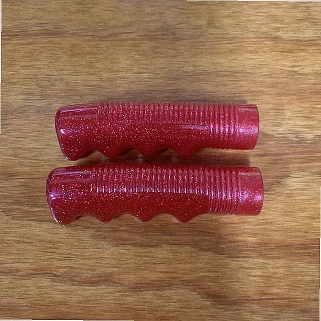 BICYCLE GRIPS VINTAGE STYLE FITS SCHWINN HUFFY SEARS & OTHERS RED GLITTERS NEW