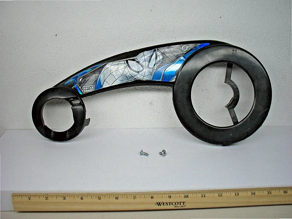 Black Plastic Chain Guard & Hardware from a 16" Huffy Spider-Man Bicycle - USED