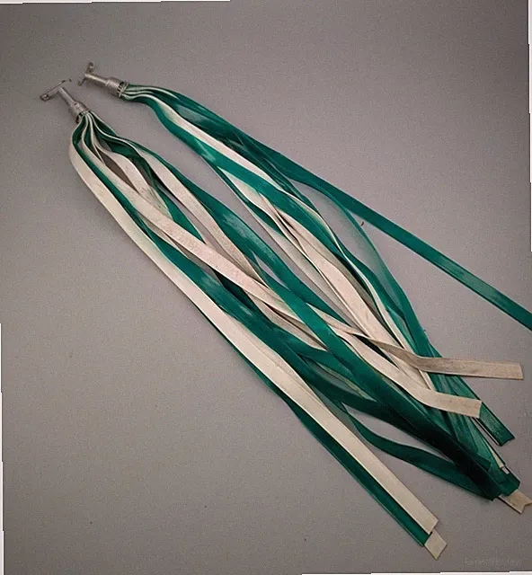 GREEN & WHITE Bicycle Handlebar Streamers NOS * for Schwinn * Murray * Huffy