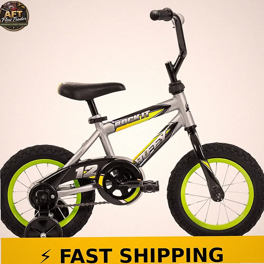 Huffy 12" Rock It Kids' Bike - Gray/Green - Fits 37" to 42"