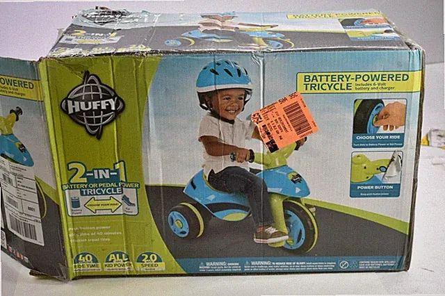 Huffy Battery Powered Tricycle 17547 Blue Green 6 Volt 2 in 1 Trike Discontinued