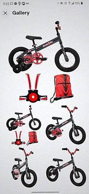 Huffy Grow 2 Go Kids Bike,Balance to Pedal (Red 22301) w/ Wearable Light + More