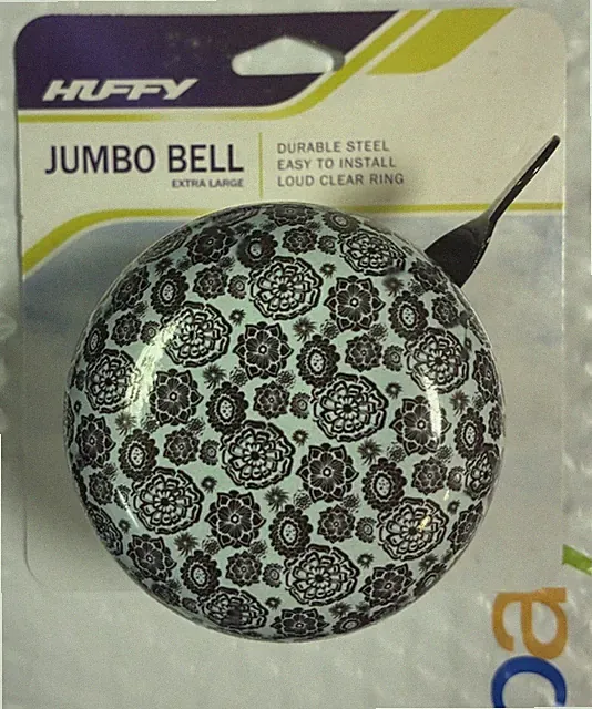 Huffy Jumbo Black Flower Bike Bell Clear Crisp DING DONG Sound Easy-Mount Design