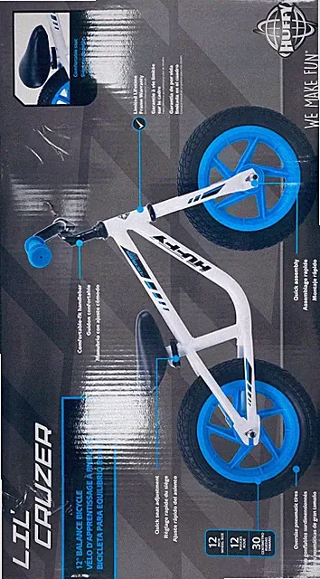 Huffy Lil Cruiser Balance Bike. Blue/white/ Black