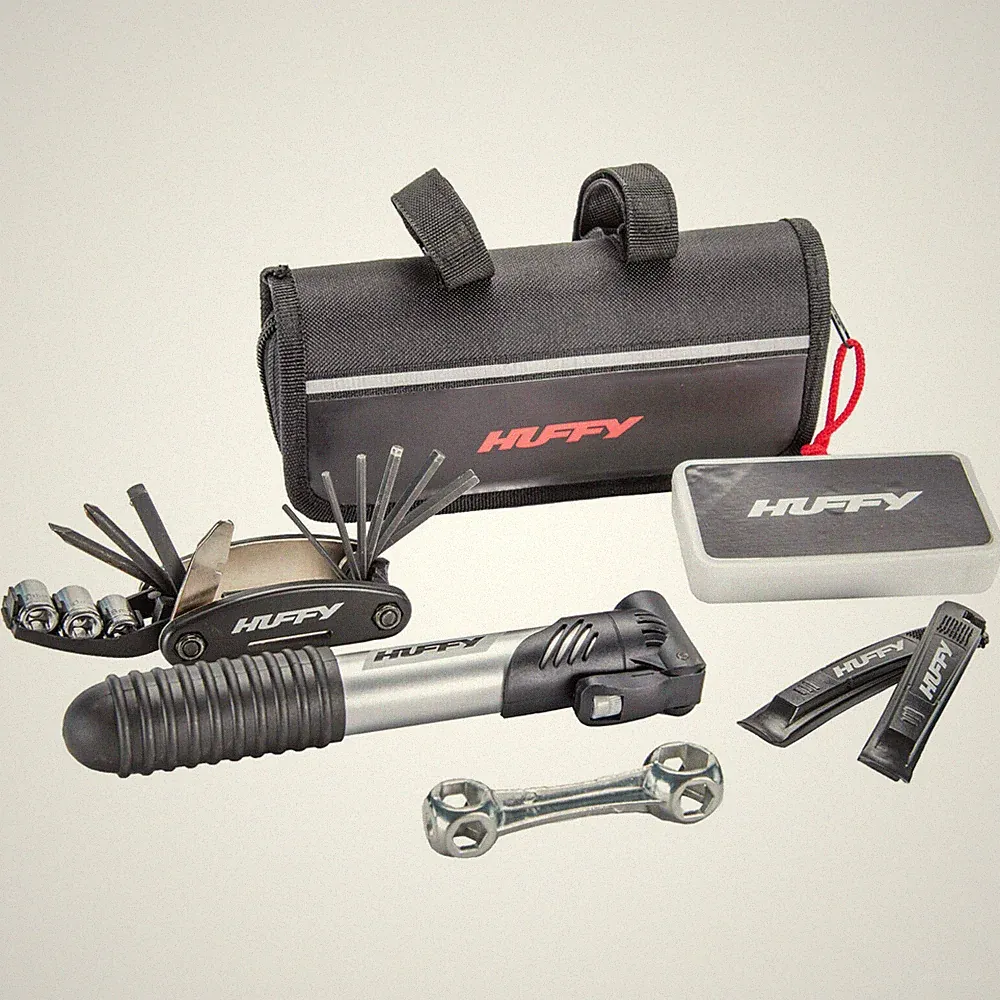 Huffy PREMIUM BICYCLE SERIES BIKE REPAIR KIT: Multi-Tool Hand Pump Bone Wrench
