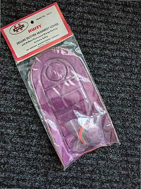 HUFFY PURPLE BICYCLE Glitter SISSY BAR HEADREST COVER * NOS Vintage *RAIL