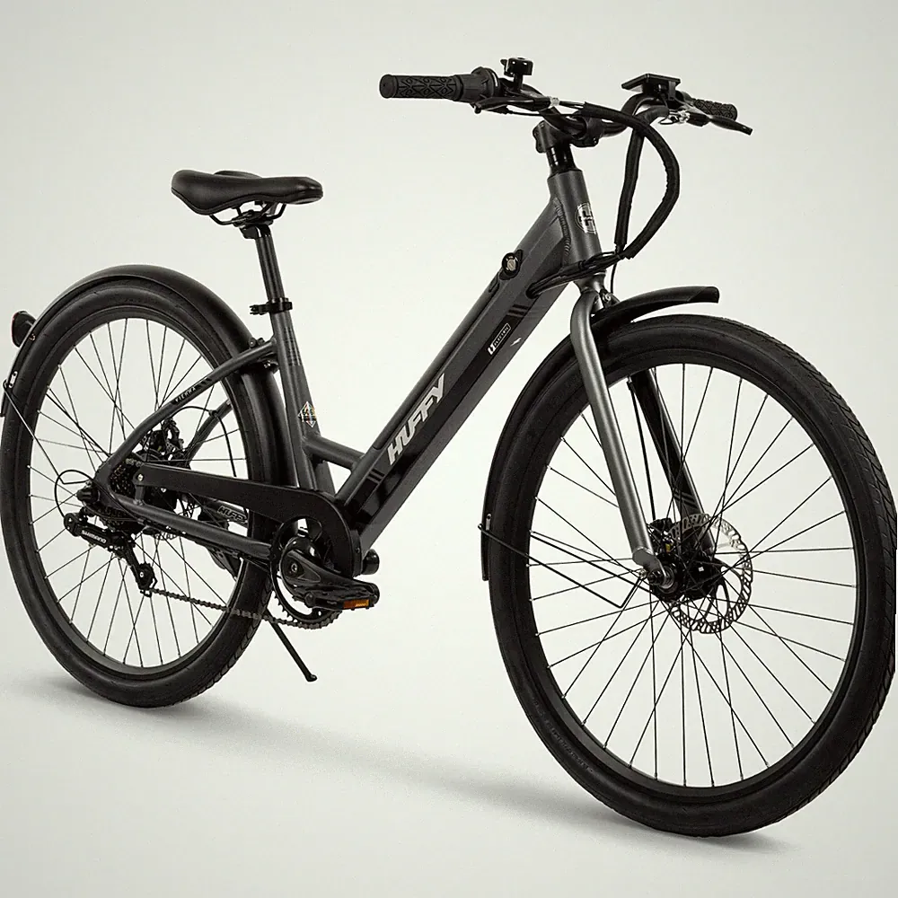 Huffy Vienna EBike for Adults, 27.5 Inch Electric Comfort Bike, Matte Storm