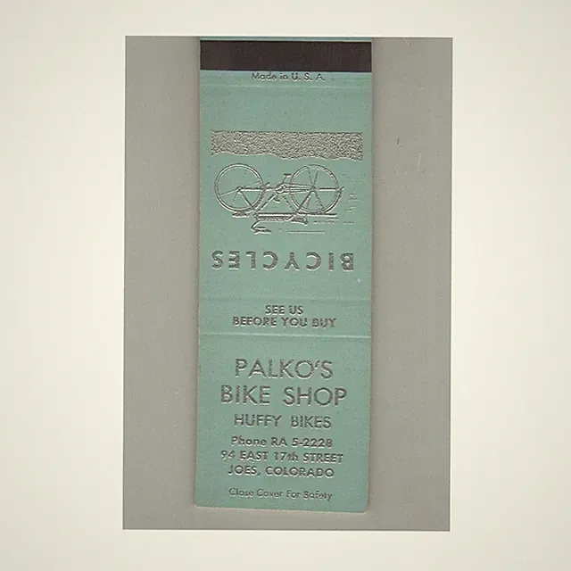 Matchbook Cover Palko's Bike Shop Huffy Bikes Joes CO