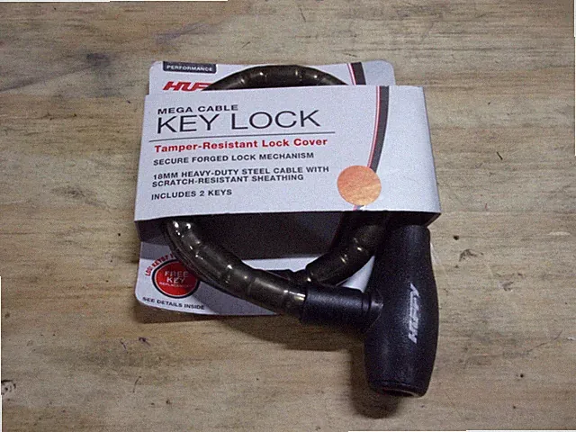 NEW HUFFY BRAND MEGA CABLE KEY LOCK FOR BIKES, ETC. EXTRA STRENGTH. # 236LK