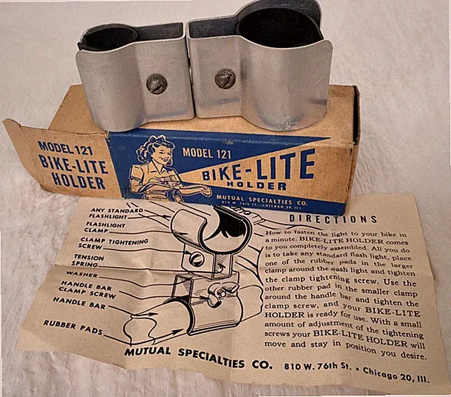 NOS vintage BICYCLE old Schwinn Huffy Murray BIKE-LITE FLASHLIGHT HOLDER Scooter