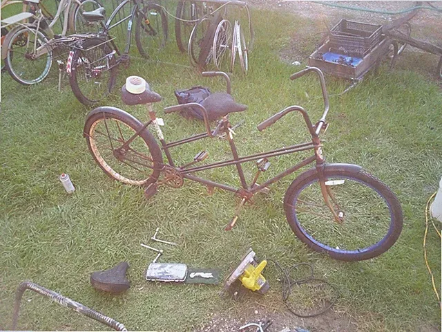 Two Seater Bicycle with Seat and Pedals red and Black
