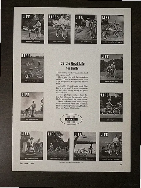 Vintage 1967 Huffy Bicycle Life Magazine Covers Full Page Original Ad