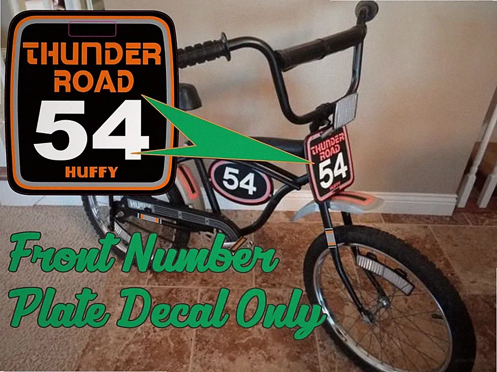 Vintage 1970s Huffy Thunder Road 54 BMX Bicycle Front Plate Decal Only, AMF
