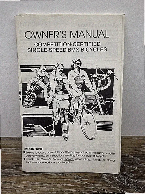 Vintage 1982 Huffy Owner's Manual: Competition-Certified Single-Speed BMX Bike