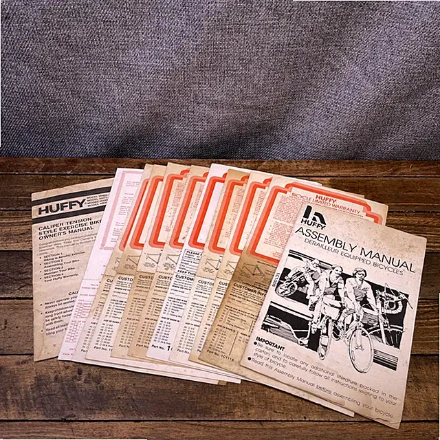 Vintage Huffy Bicycle Manual Warranty Card Lot 1979 70s Assembly 1C1006 1C1118