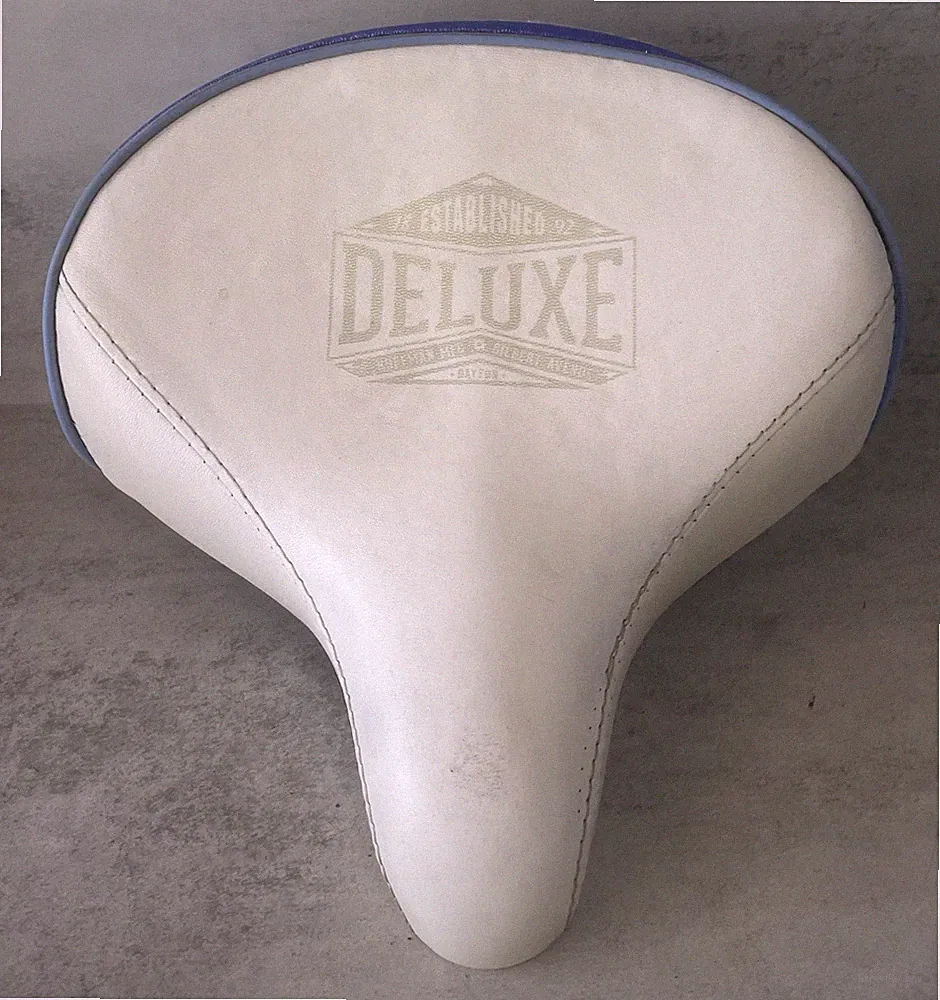 Vintage Huffy Deluxe Bicycle Seat Saddle White Blue Dual Spring Comfort Bike