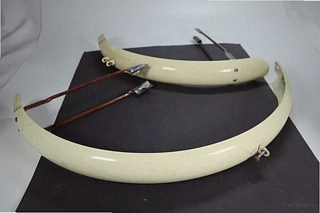 VTG Huffy Cruiser Bicycle Fender Set Cream Front & Rear w/ Braces Replacement